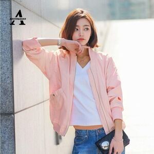 Ambiance RETRO Inspired Light Pink Satin Bomber Jacket. Size Medium